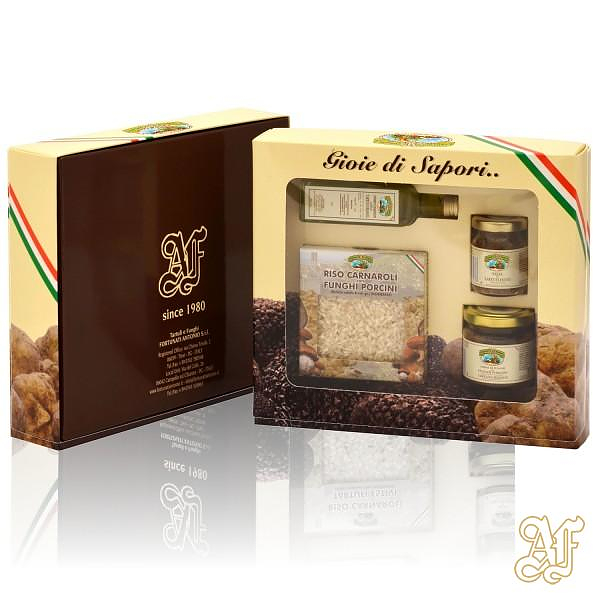 gioie-di-sapori-riso-porcini-salse-porcini-e-tartufi cofanetto degustazione porcini e tartufi